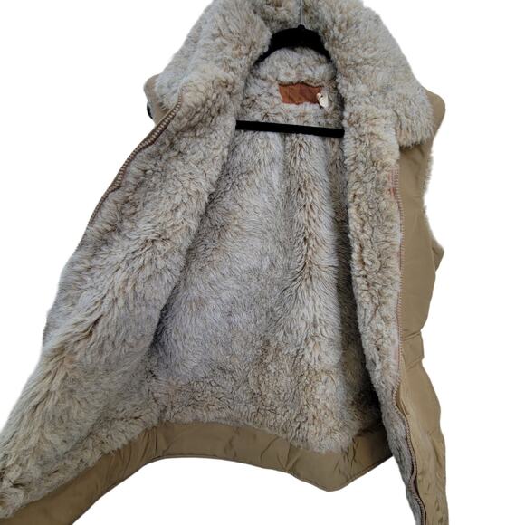 Woolrich USA Large 36 Vintage Puffy Arctic Cargo Vest Tan Nylon Sz Men Sz 36 - Picture 4 of 13